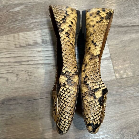 TORY BURCH Ballet Flats Size 6.5 Leather Georgia Snakeskin Animal Print - Picture 8 of 12
